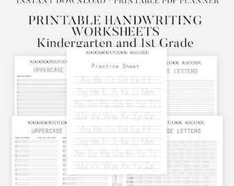 Handwriting Worksheet Printable, Calligraphy 15 Pages Letters, Words, and Sentences, For Middle School Kids and Up and Adults, PDF File Only