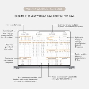 Excel Monthly Savings and Expenses Budget Spreadsheet, Weekly Income Bills Debt Tracker for Personal Financial Organizer Biweekly Template image 14