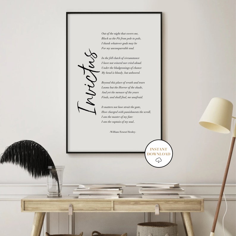 If Poem Invictus Poem and Man in the Arena, Set Of 3 Printable Inspirational Poems, Literature Prints, Home Office Decor, Student Wall Art image 5