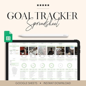 Doelplanner Spreadsheet Google Spreadsheets Goal Tracker Excel SMART-sjabloon voor doelen instellen Digitaal jaaroverzicht ADHD Nieuwjaarsresoluties