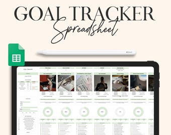 Goal Planner Spreadsheet Google Sheets Goal Tracker Excel SMART Goal Setting Template Digital Annual Vision Board ADHD New Years Resolutions