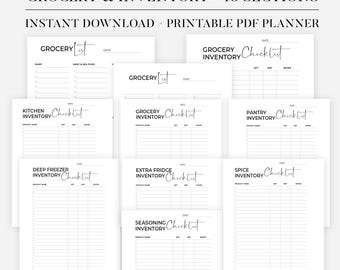 Grocery List Printable Template, Editable Grocery List, Grocery Planner, Food Shopping List, A4/A5/Letter/Half Size, Instant Download PDF
