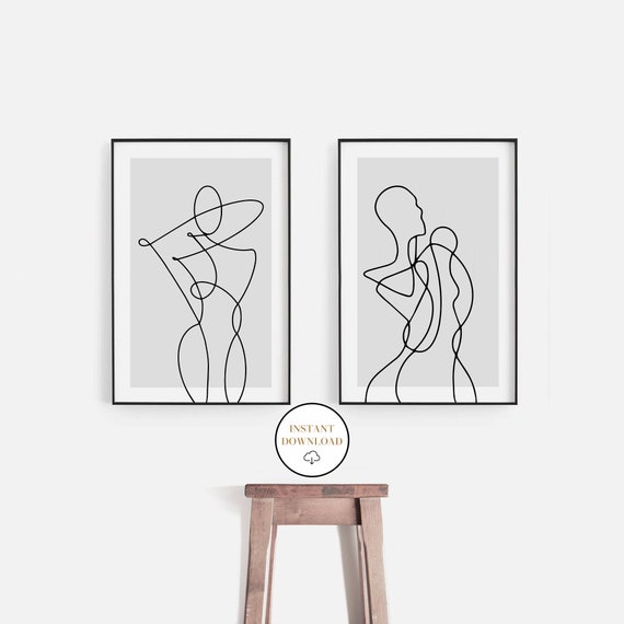 Woman Line Drawing Printable Female Body Art Woman Body Art Etsy