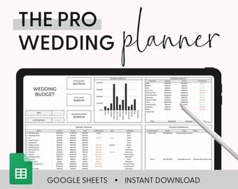 All in One Wedding Planner Spreadsheet, Google Sheets Wedding Planner, Digital Wedding Planning, Wedding Budget Worksheet, Wedding Checklist