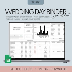 The Ultimate Wedding Day, Wedding Planning Spreadsheet, Google Sheets, Wedding Checklist, Wedding Budget Spreadsheet, Wedding To Do Timeline