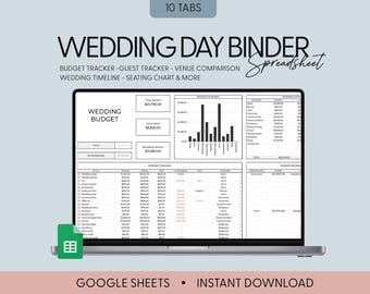 Le jour du mariage idéal, feuille de calcul de planification de mariage, feuilles de calcul Google, liste de contrôle de mariage, feuille de calcul budgétaire de mariage, calendrier des tâches à faire pour le mariage
