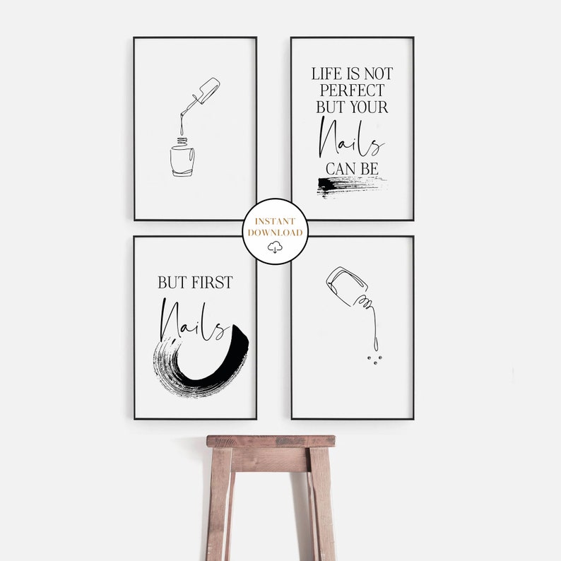 Nail Polish Print Nail Salon Art Cosmetics Nail Art Beauty Etsy