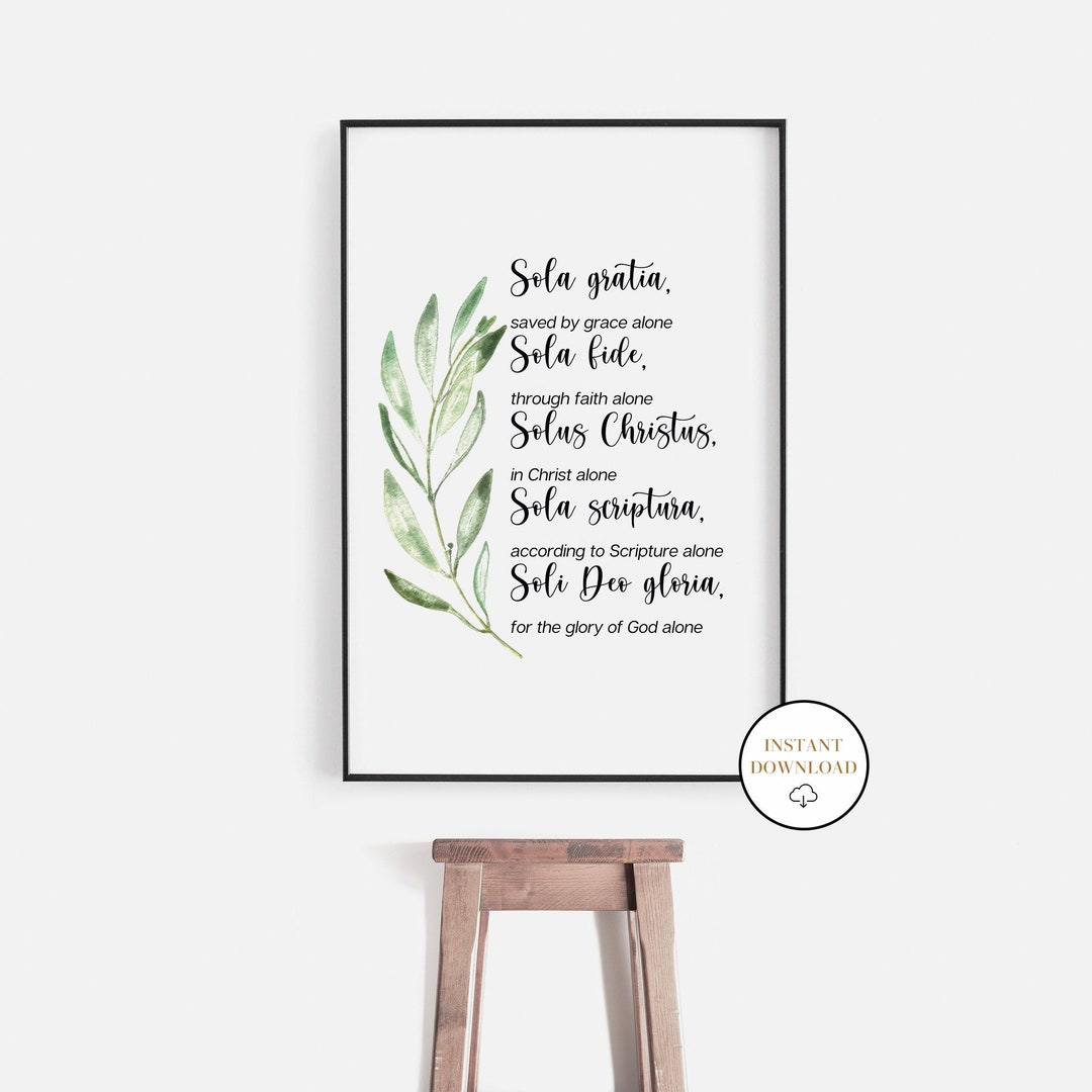 The Five Solas Printable Wall Art, 5 Solas Wall Art, Christian Home ...