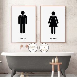 Ladies and Gents Restroom Sign, Bathroom Printable Wall Art, Bathroom ...