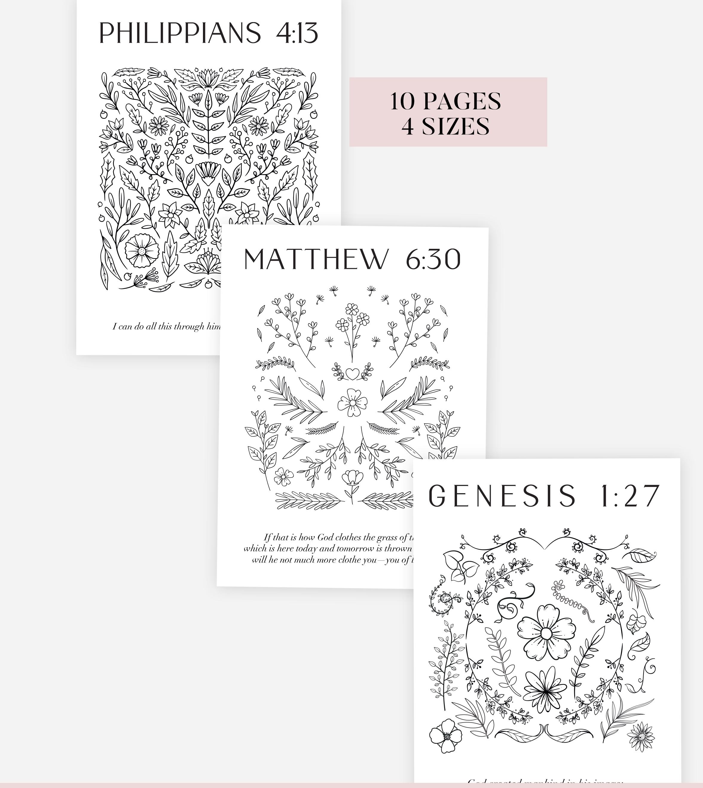 Flower Bible Verse Coloring Page, Coloring Sheets, Coloring Pages for ...