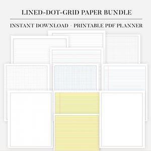 Dot Grid Paper Bundle Printable Bullet Journal Paper Dotted Planner Pages Notebook Templates Printable Note Taking PDF A5 A4 Letter Half