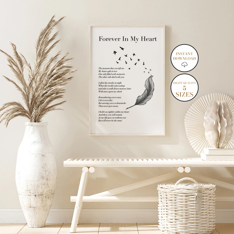 Loss of A Loved One Wall Art Printable Poem in Loving Memory Etsy