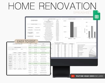Home Renovation Planner Renovation Budget Tracker DIY Spreadsheet Renovation Project Budget Template House Project Tracker Vendor Checklist
