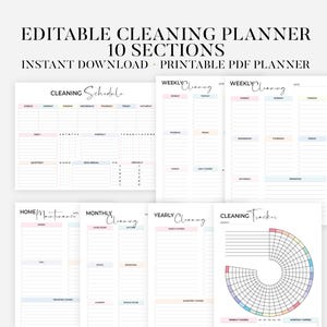 EDITABLE Cleaning Planner, Cleaning Checklist, Household Planner Printable, Cleaning Schedule, Weekly House Chores, Adhd Clean Home, Monthly