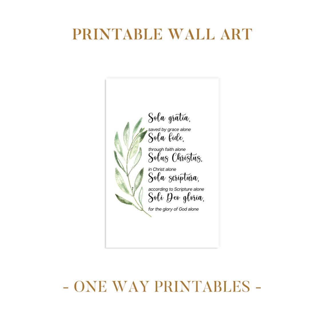 The Five Solas Printable Wall Art 5 Solas Wall Art Christian - Etsy