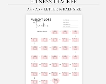 Weight Loss Journal, Weight loss Tracker, Weight In Fitness Planner Printable, Weight Loss Chart, Pounds Lost Body Measurements Meal Planner