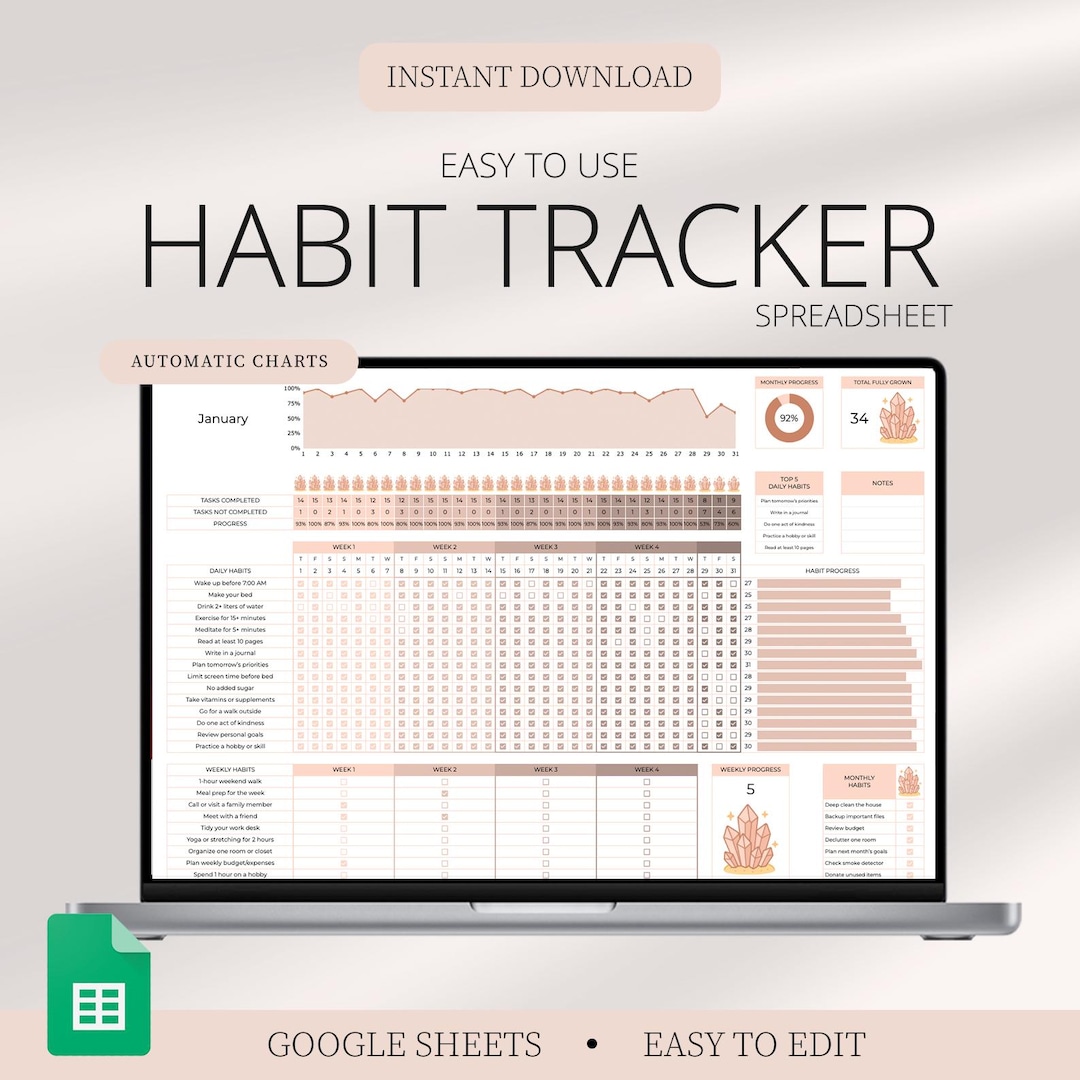 Digital Planner Spreadsheet for Google Sheets, to Do List, Monthly ...