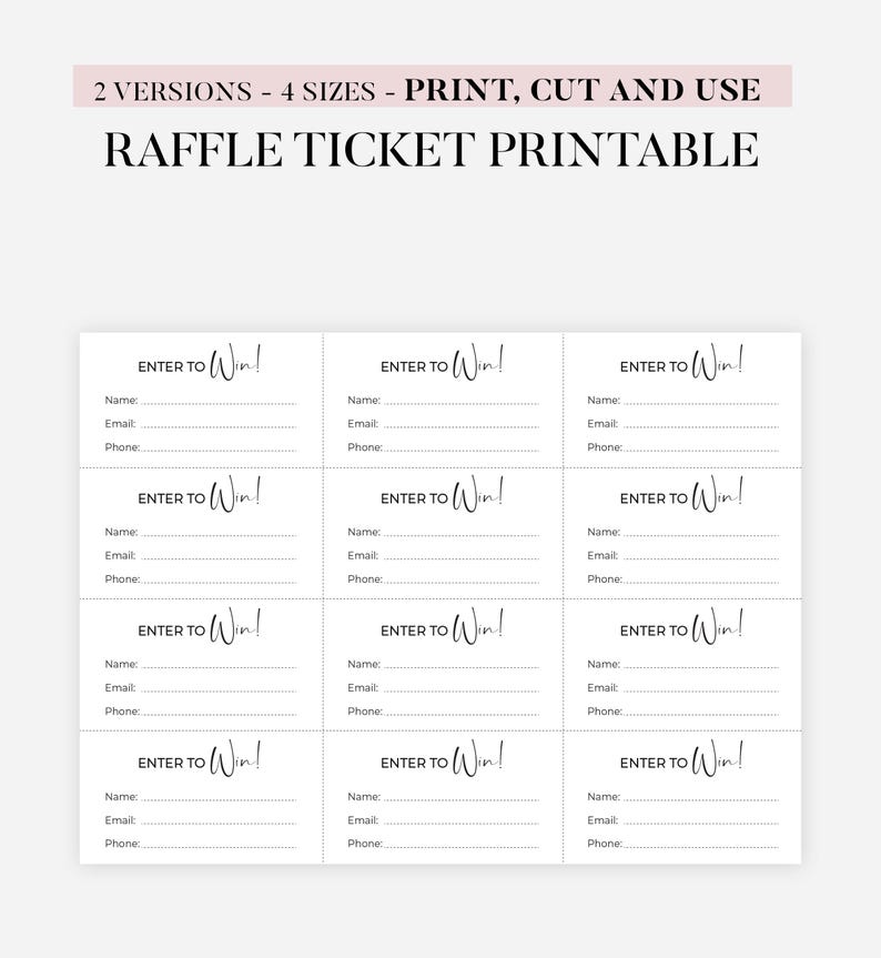 Monthly Raffle Text Raffle Prize, Printable Raffle Ticket, Drawing Slips, Raffle Ticket ...