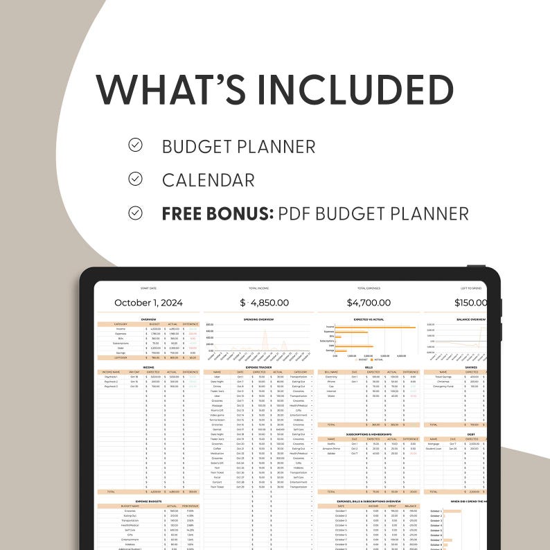 Excel Monthly Savings and Expenses Budget Spreadsheet, Weekly Income Bills Debt Tracker for Personal Financial Organizer Biweekly Template image 12