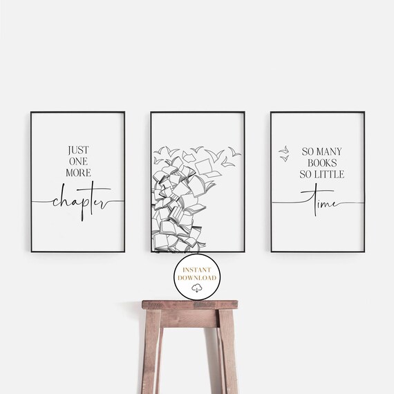 Just One More Chapter Printable Book Wall Art Read Prints - Etsy