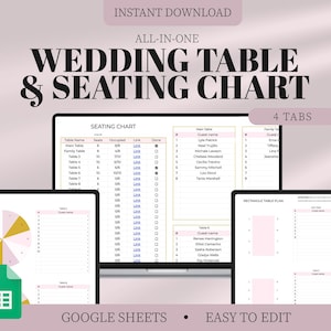 Wedding Table And Seating Chart for Google Sheets, Wedding Seating Chart, Printable Event Seating Chart, Wedding Table Assignment Diagram