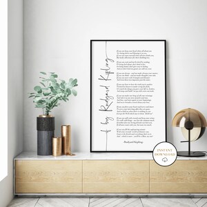 If Poem Invictus Poem and Man in the Arena, Set Of 3 Printable Inspirational Poems, Literature Prints, Home Office Decor, Student Wall Art image 6