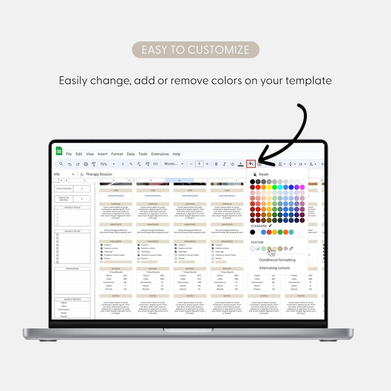 Social Media Content Calendar, Social Media Monthly Content Planner, Google Sheet Spreadsheets, Instagram, Youtube, TikTok, Facebook Tracker image 18