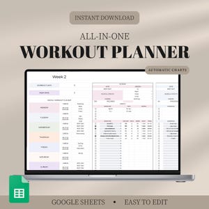 Workout Planner Spreadsheet, Google Sheets, Daily, Weekly, Fitness Planner, Fitness Tracker, Split Training Planner, Workout Tracker Plan