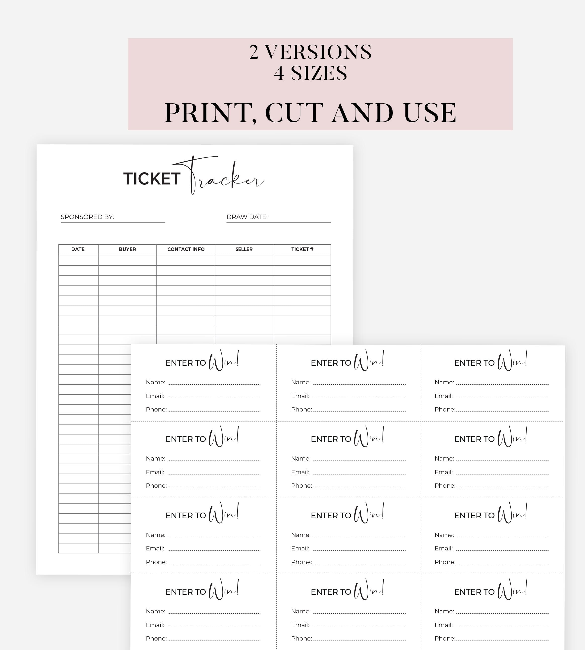 Raffle Prize, Printable Raffle Ticket, Drawing Slips, Raffle Ticket ...