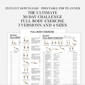 30 Day Full Body Workout Challenge Printable | Full Body Workout Plan ...