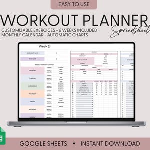 Workout Planner Spreadsheet, Google Sheets, Daily, Weekly, Fitness Planner, Fitness Tracker, Split Training Planner, Workout Tracker Plan