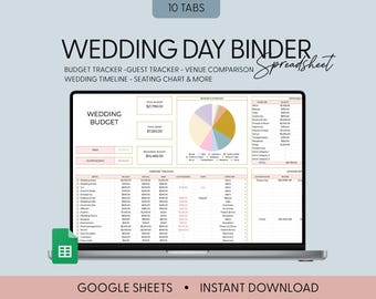 All in One Wedding Planner Spreadsheet, Google Sheets Wedding Planner, Digital Wedding Planning, Wedding Budget Worksheet, Wedding Checklist