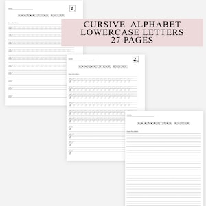 Alphabet Nachverfolgung, druckbares kursives Alphabet, Homeschooling, rückverfolgbare Buchstabe, Kleinbuchstabe, kursive Buchstaben lernen, Leerzeilen üben
