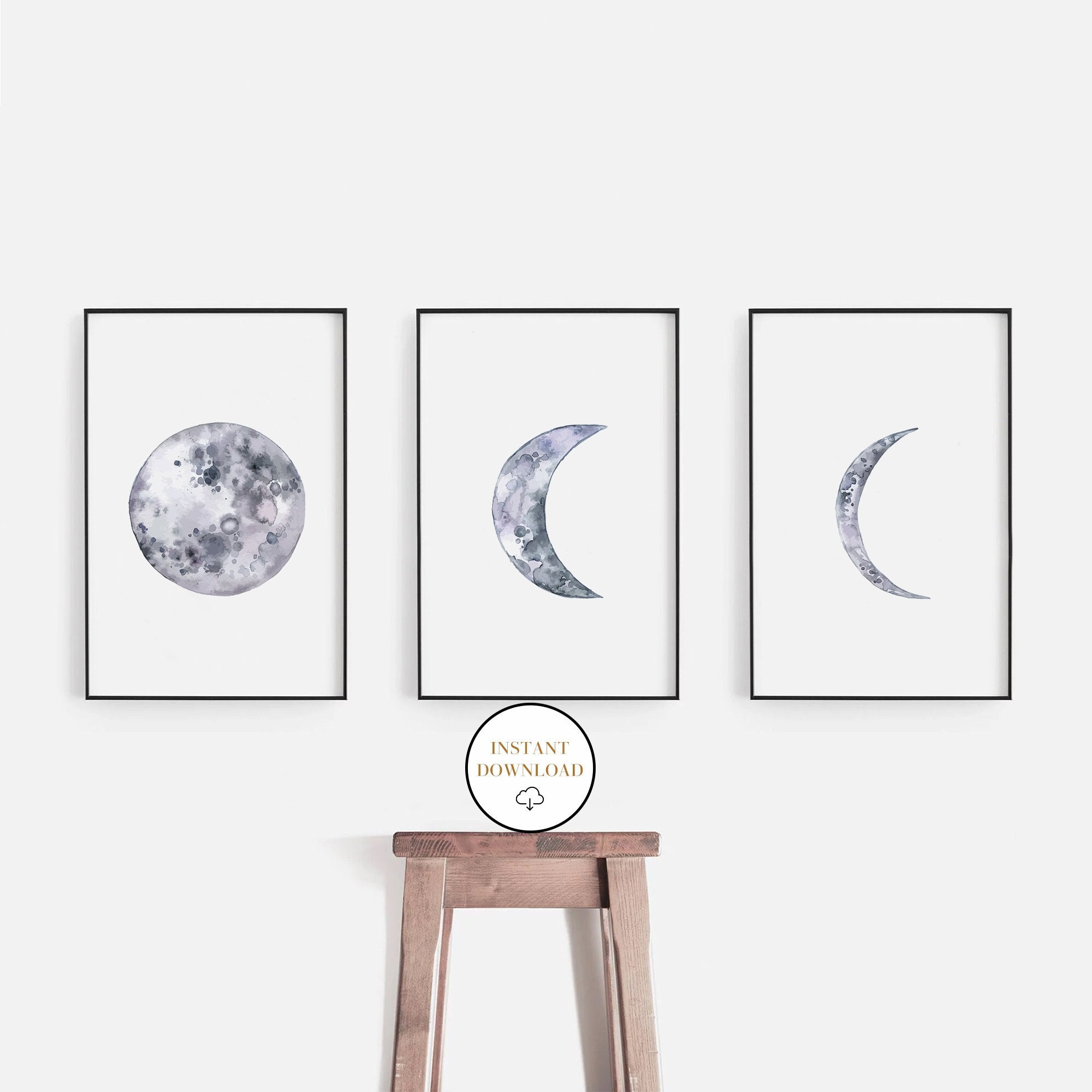 Moon Phases Printable Wall Art Moon Print Monochrome La Lune - Etsy