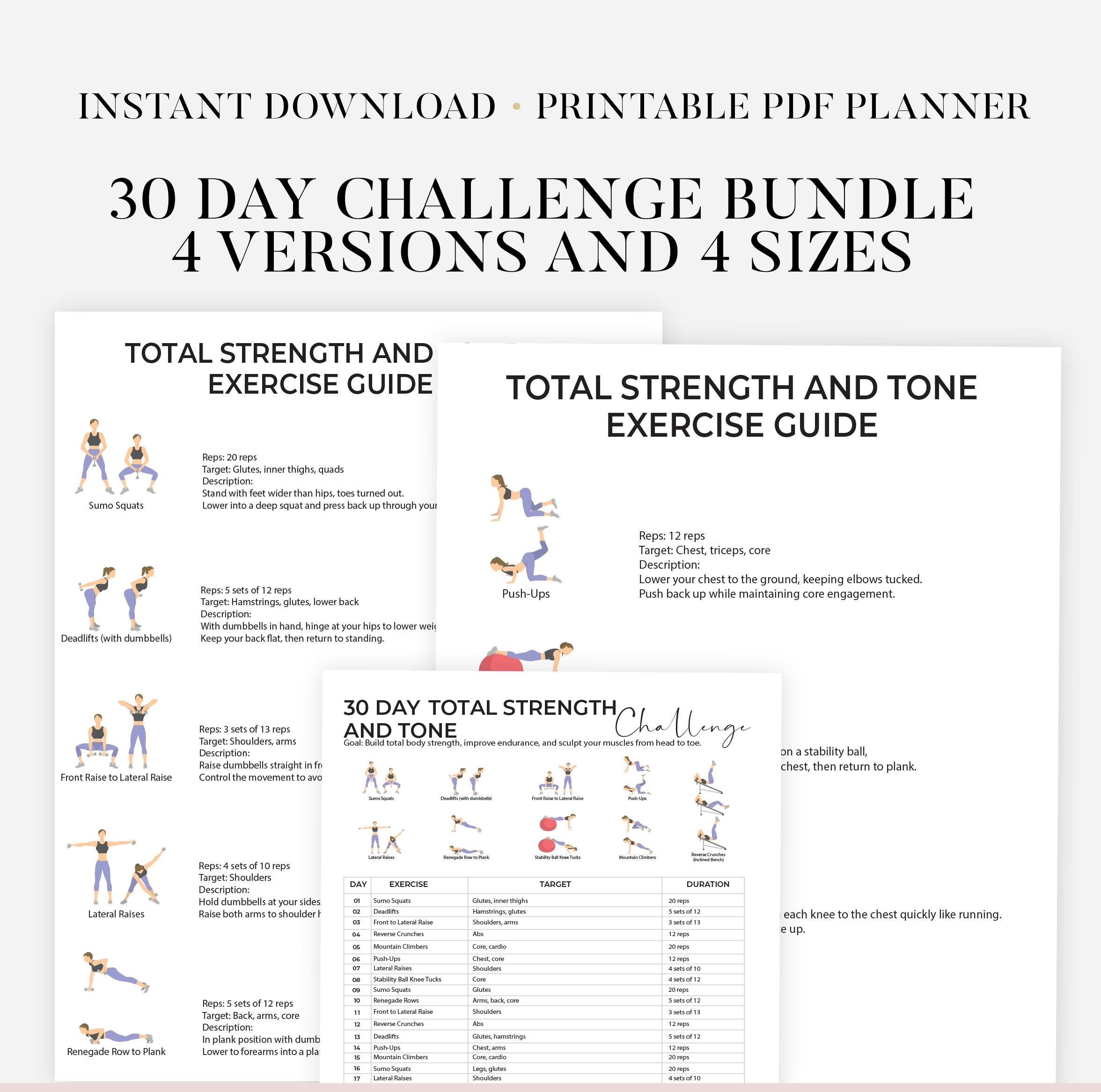 30 Day Full Body Workout Challenge Printable | Full Body Workout Plan ...