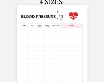 Blood Pressure Log Printable, Blood Pressure Tracker Printable, Medical Tracker, BP Tracker, Daily Blood Pressure Chart, Hypertension