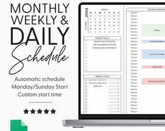 Simple Scheduler Monthly Spreadsheet Digital Calendar Template Daily Planner For Events Business Meeting Tracker Schedule Google Sheets