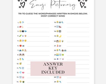 Babyparty Emoji Pictionary Spiel, Babyparty Spaß, Baby Emoji Spiel, Baby Emoji Spiel, druckbare Babyparty Emoji Spiel Antwort