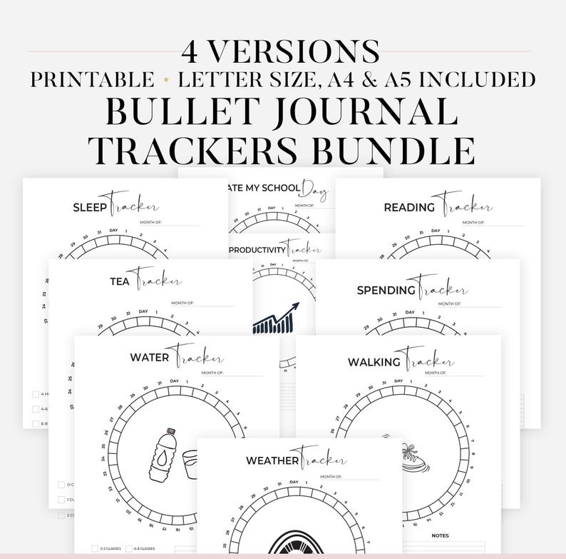 Yearly Trackers Bundle - Bullet Journal Idea - Weather Tracker ...