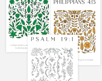 10 Relaxing Bible Verse Coloring Sheets, Meditate and Unwind with God's Word, PDF Download, Christian Coloring Book, Bible Coloring Book