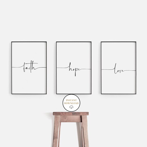 Faith Hope Love Printable Bible Verse Wall Art Set of 3 - Etsy