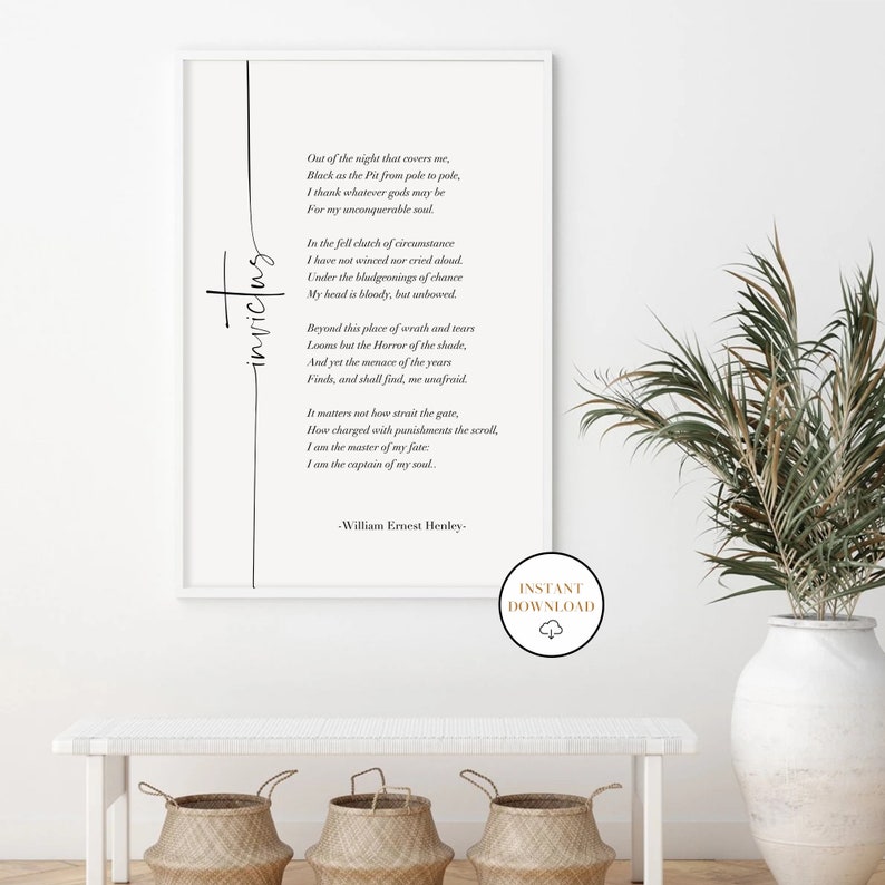 If Poem Invictus Poem and Man in the Arena, Set Of 3 Printable Inspirational Poems, Literature Prints, Home Office Decor, Student Wall Art image 5