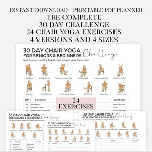 30-Day Chair Workout Plan PDF | Seated Exercise Program for Seniors, Beginners | Printable Interactive Digital Download | Fitness Bundle