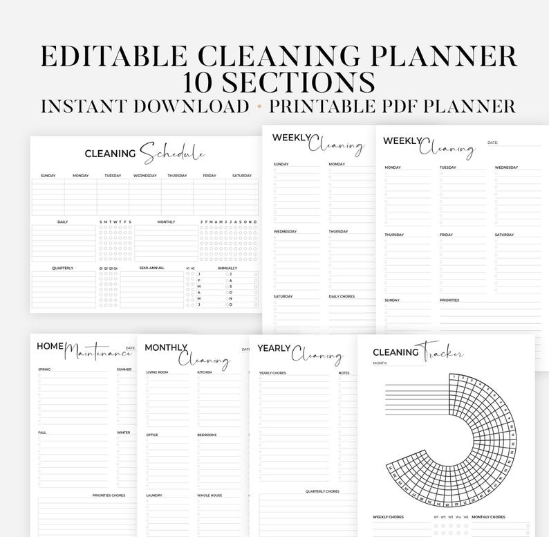 PRINTABLE ADHD Cleaning Checklist Bundle, ADHD Cleaning Schedule