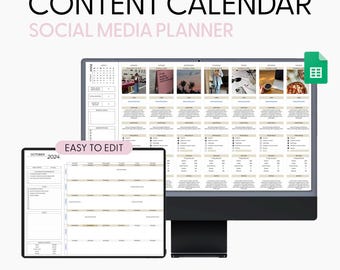 Simple Social Media Planner Spreadsheet Monthly Content Calendar Google Sheets Social Media Marketing Template for Content Creator Instagram