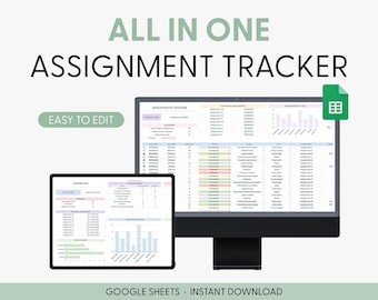 Student Planner & Assignment Tracker Google Sheets Plan College Spreadsheet Class Timetable Academic Planner Template Assignment Tracking