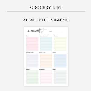 Editable Grocery List Printable Shopping List Printable Grocery Template Shopping Template Food Shopping Planner for Shopping Checklist Pdf