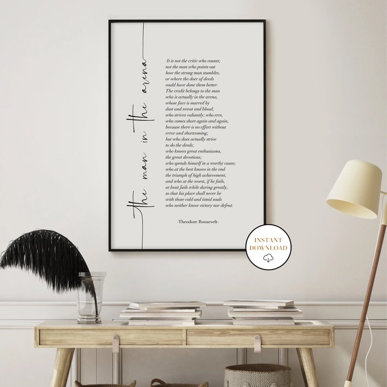 If Poem Invictus Poem and Man in the Arena, Set Of 3 Printable Inspirational Poems, Literature Prints, Home Office Decor, Student Wall Art image 4