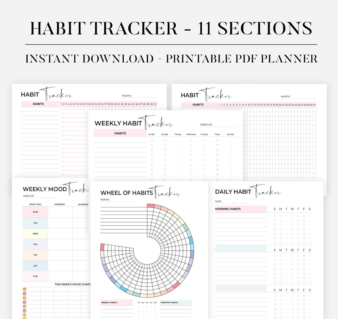 Circle Habit Tracker | Printable Monthly Habit Goal Tracker | Habit ...
