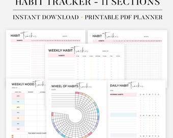 Circle Habit Tracker | Printable Monthly Habit Goal Tracker | Habit Challenge | Motivation Planner | Fitness Tracker Pdf | Instant Download